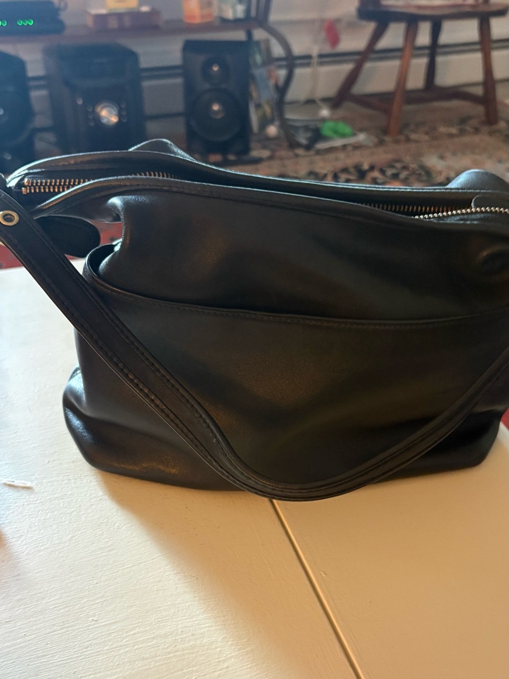 Coach Black Leather Shoulder Hobo with Gold-Tone Buckle - Picture 2 of 6